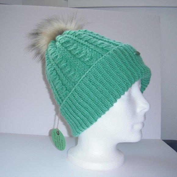 Hand Knitted Hat Toque Adult One Size Acrylic Color Jade - 007 Hand knit by me - Picture 4 of 12